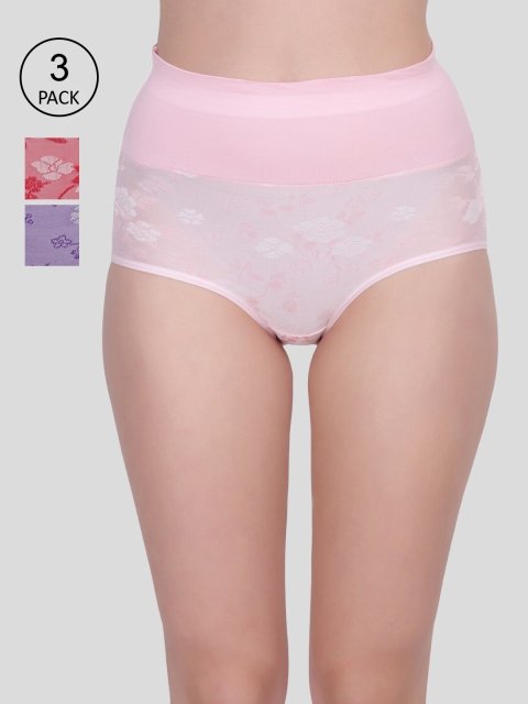 Amour Secret Women Pack Of 3 Printed Hipster Briefs, Multi