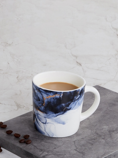 Home Centre Blue & White Printed Porcelain Glossy Mug