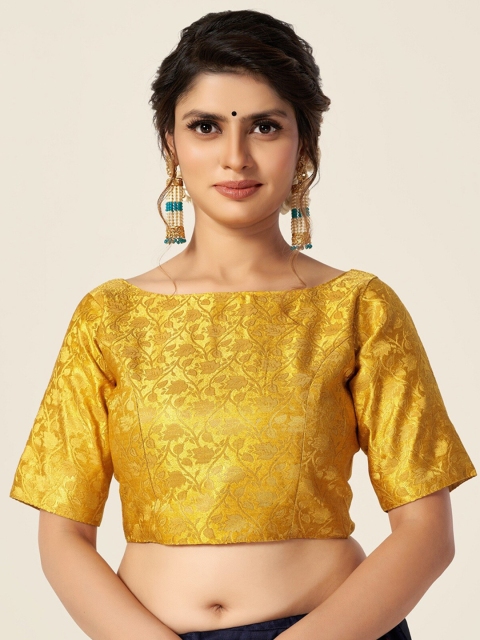 HIMRISE Yellow Woven-Design Saree Blouse