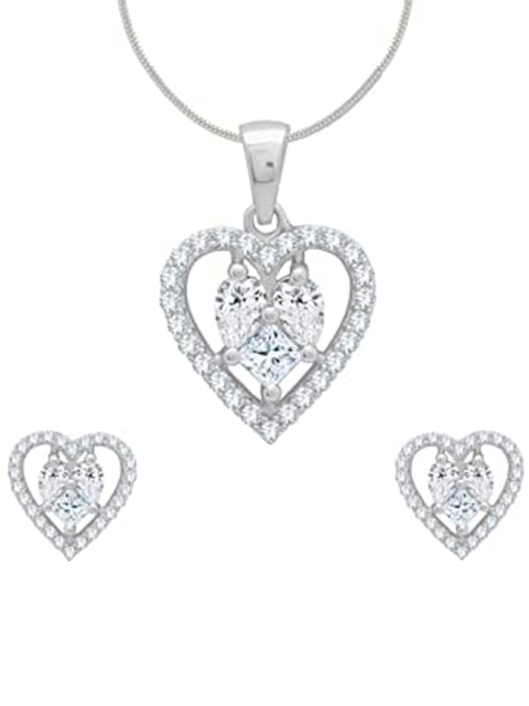 ANAYRA 925 Sterling Womens Silver-Toned Heart Shaped White Stone Studded Jewellery Set
ANAYRA 925 Sterling Womens Silver-Toned Heart Shaped White Stone Studded Jewellery Set