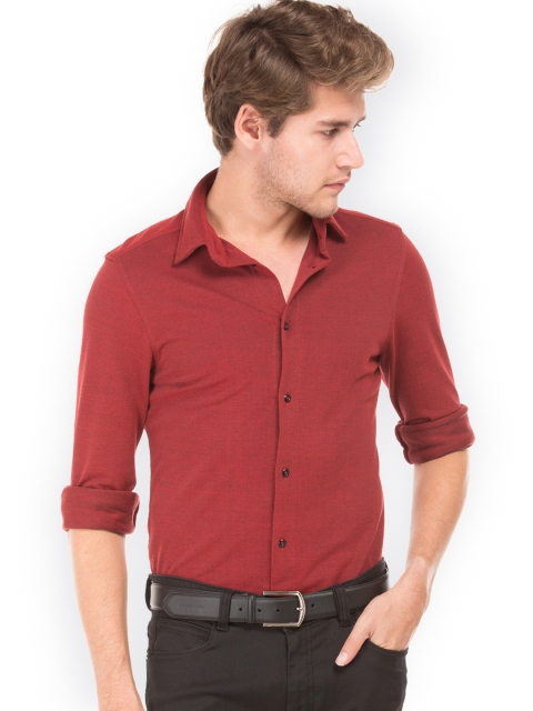 Arrow New York Men Red Slim Fit Solid Casual Shirt