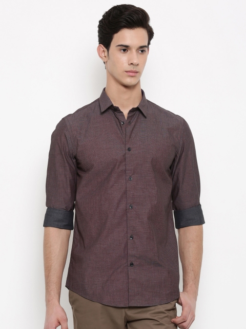 Arrow New York Men Black & Red Slim Fit Printed Formal Shirt