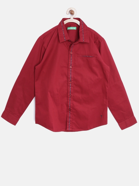 Palm Tree Boys Red Slim Fit Casual Shirt