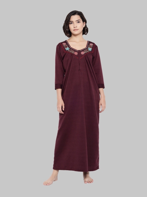 Shararat Maroon Printed Maxi Nightdress