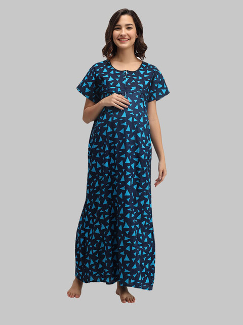 Shararat Maternity Blue Printed Maxi Nightdress
Shararat Maternity Blue Printed Maxi Nightdress