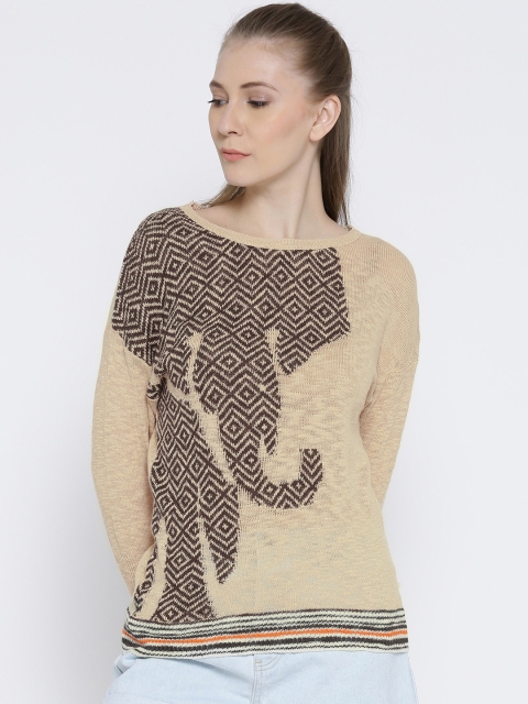 United Colors of Benetton Women Beige Self-Design Top