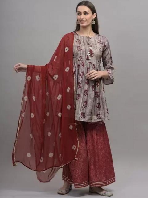 EtnicaWear Women Red Ethnic Motifs Printed Empire Pure Cotton Kurta with Sharara & With Dupatta
EtnicaWear Women Red Ethnic Motifs Printed Empire Pure Cotton Kurta with Sharara & With Dupatta