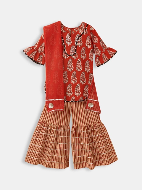 Hopscotch Girls Red Ethnic Motifs Printed Empire Pure Cotton Kurti with Sharara & With Dupatta
Hopscotch Girls Red Ethnic Motifs Printed Empire Pure Cotton Kurti with Sharara & With Dupatta