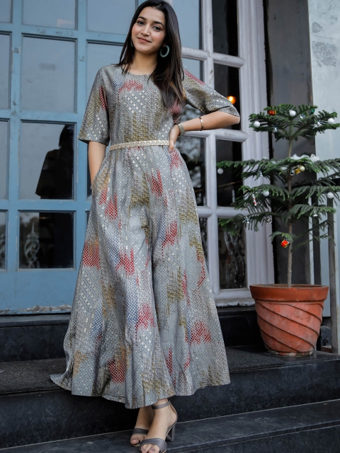 AUTUMN LANE Women Grey Printed Basic Jumpsuit