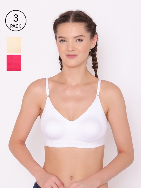 ABELINO Girls Pack of 3 Cotton Non Padded Beginners Bras, White
