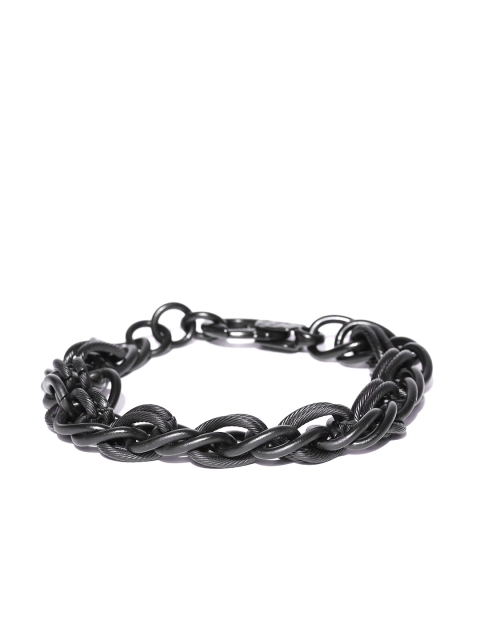 Being Human Jewellery Men Black Metallic Bracelet
