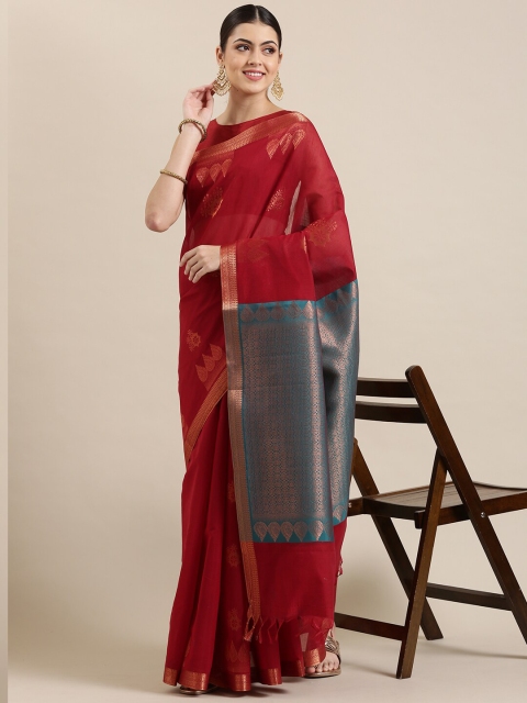 The Chennai Silks Red & Blue Ethnic Motifs Zari Silk Cotton Fusion Maheshwari Saree
The Chennai Silks Red & Blue Ethnic Motifs Zari Silk Cotton Fusion Maheshwari Saree