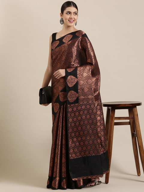 The Chennai Silks Black & Copper-Toned Woven Design Zari Art Silk Fusion Kanjeevaram Saree
The Chennai Silks Black & Copper-Toned Woven Design Zari Art Silk Fusion Kanjeevaram Saree