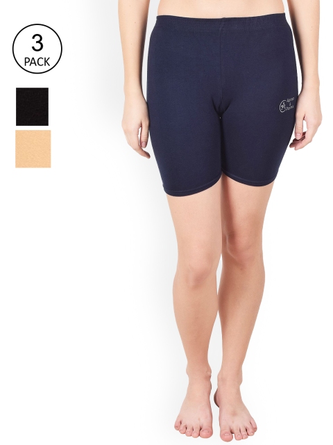 Apraa & Parma Women Pack of 3 Navy Blue Slim Fit Cycling Sports Shorts