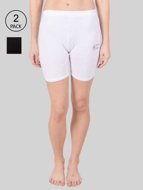 Apraa & Parma Women White Slim Fit Cycling Cotton Sports Shorts