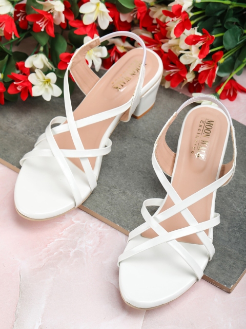 Moonwalk Women Fashionable White Block Heels