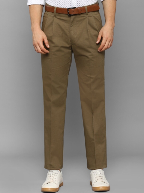 Allen Solly Men Brown Pleated Regular Trousers