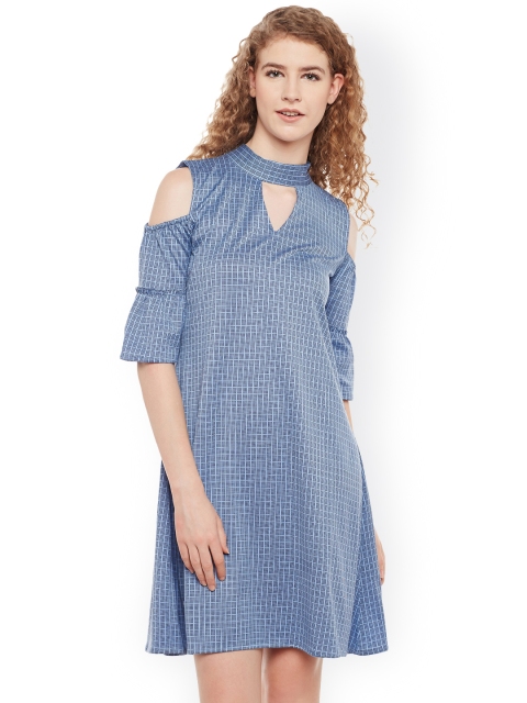 Belle Fille Women Blue Printed A-Line Dress