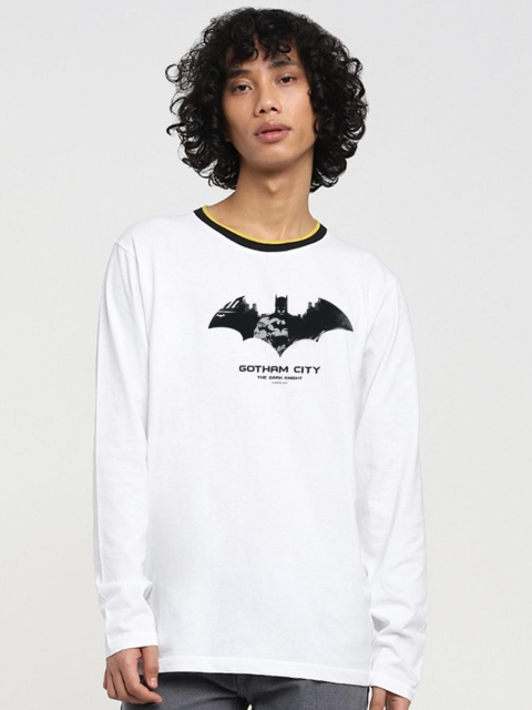 Bewakoof Men White Batman Printed Pure Cotton T-shirt