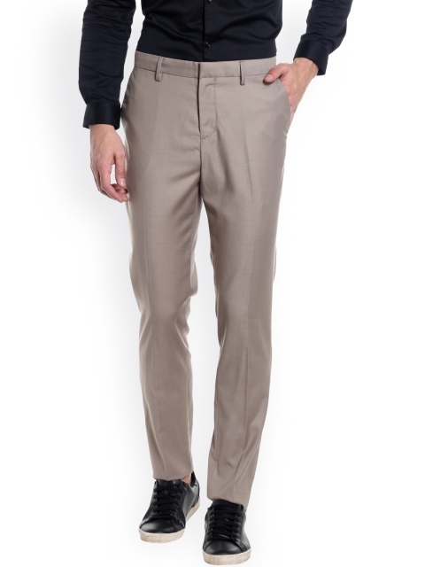 Jack & Jones Men Grey Solid Formal Trousers