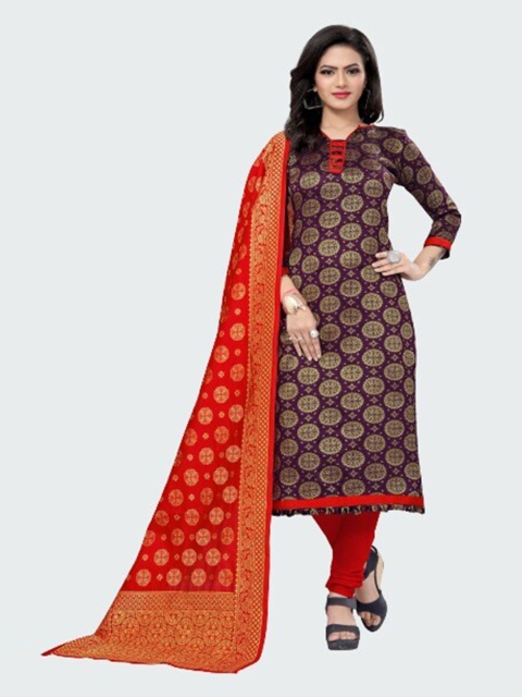 MORLY Purple & Red Dupion Silk Banarasi Jacquard Unstitched Dress Material
MORLY Purple & Red Dupion Silk Banarasi Jacquard Unstitched Dress Material