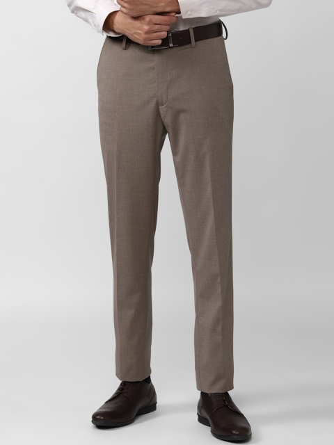 Peter England Men Brown Slim Fit Trousers