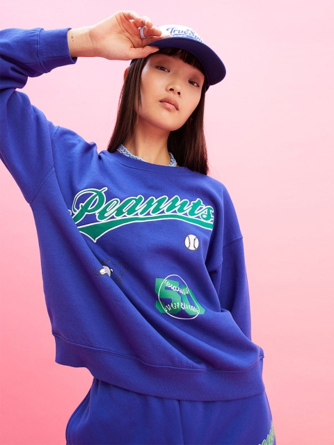 H&M Women Blue Printed Sweatshirt