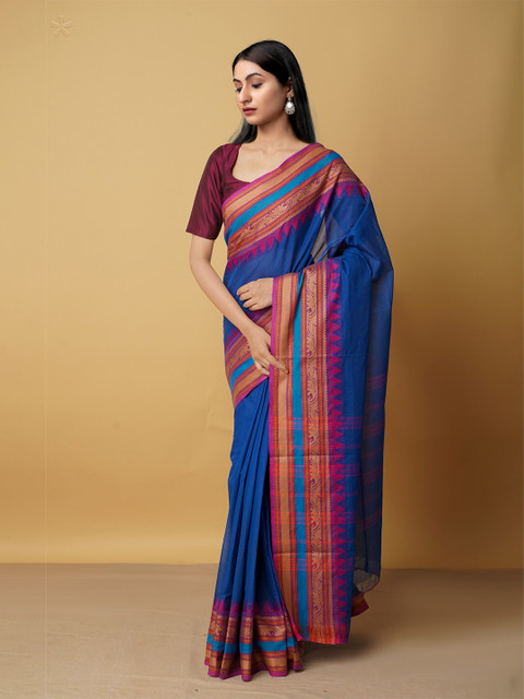 Unnati Silks Blue & Pink Kanchi Pure Cotton Saree
Unnati Silks Blue & Pink Kanchi Pure Cotton Saree