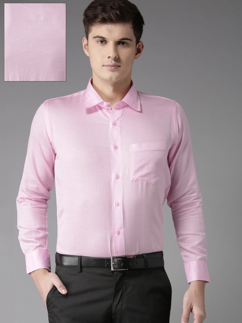 DENNISON Men Pink Comfort Regular Fit Solid Formal Shirt