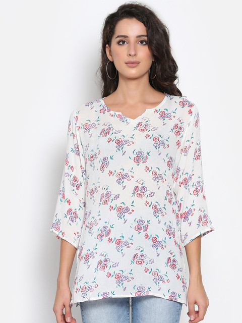 MARC LOUIS White Floral Print Crepe Top 
MARC LOUIS White Floral Print Crepe Top