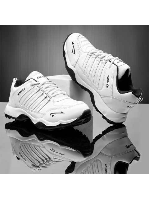 KRAASA Men White Running Non-Marking Sports Shoes