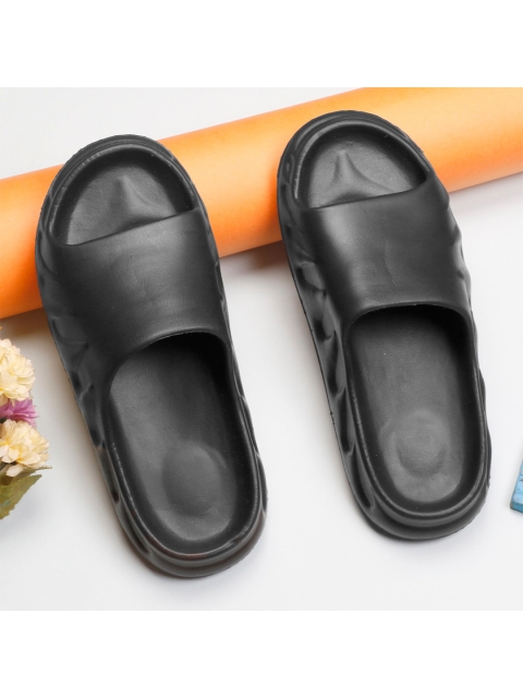 KRAASA Men Black Rubber Sliders