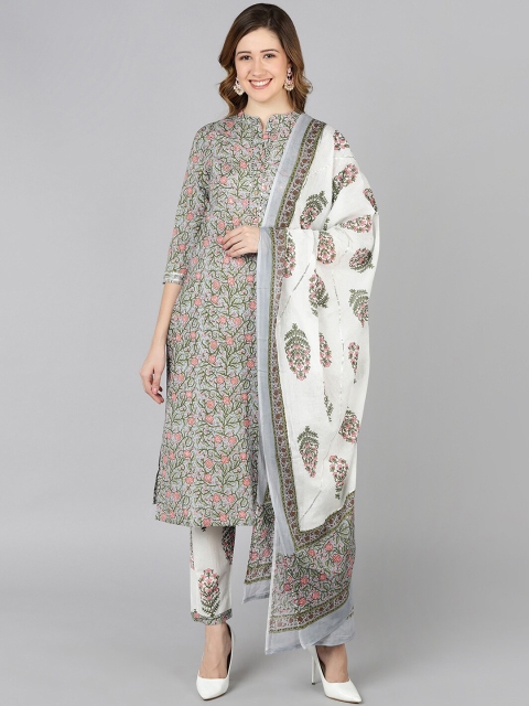 Jaipur Folk Women Grey Floral Printed Pure Cotton Kurta with Trousers & With Dupatta
Jaipur Folk Women Grey Floral Printed Pure Cotton Kurta with Trousers & With Dupatta