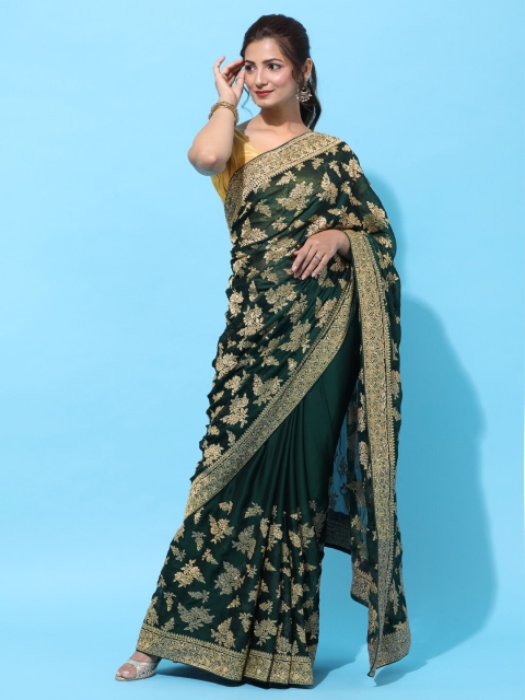 kasee Green & Gold-Toned Printed Floral Embroidered Art Silk Heavy Work Saree With Blouse
kasee Green & Gold-Toned Printed Floral Embroidered Art Silk Heavy Work Saree With Blouse