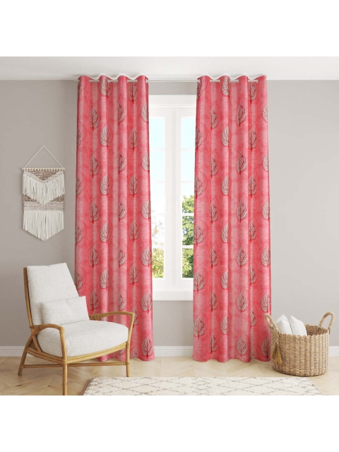 Slushy Mushy Pink & Grey Set of 2 Floral Long Door Curtain