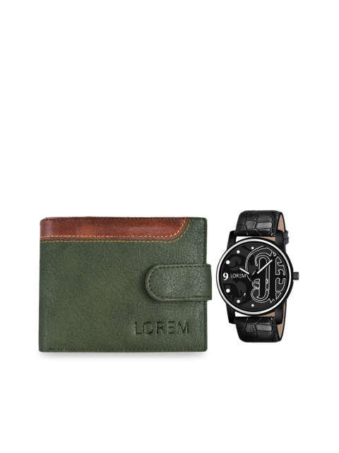 FERRIZZO Men Black & Green Solid Accessory Gift Set