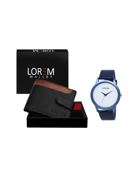 FERRIZZO Men White & Blue Solid Accessory Gift Set