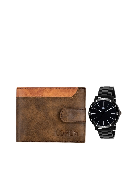 FERRIZZO Men Black Watch and Wallet Combo Accessory Gift Set