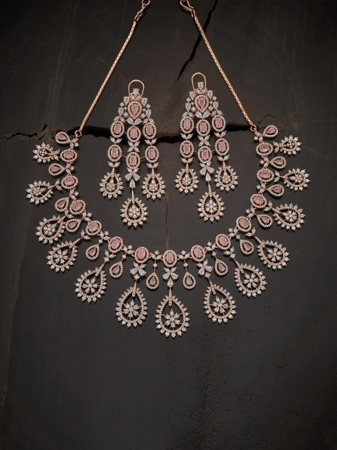 Kushal's Fashion Jewellery Rose-Gold Plated Pink & White CZ Stone-Studded Jewellery Set
Kushal's Fashion Jewellery Rose-Gold Plated Pink & White CZ Stone-Studded Jewellery Set