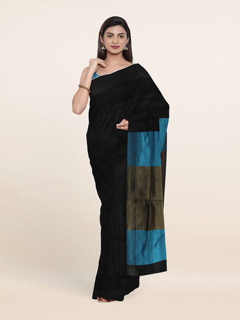 Pothys Black & Blue Striped Linen Blend Saree
Pothys Black & Blue Striped Linen Blend Saree