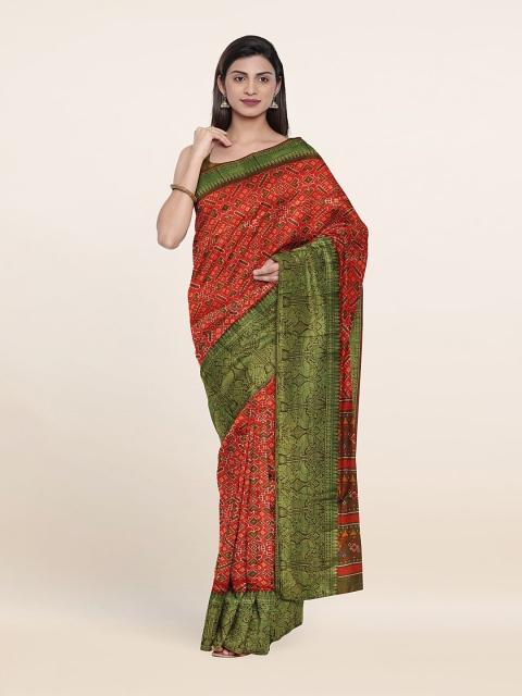 Pothys Women Red & Green Zari Art Silk Saree