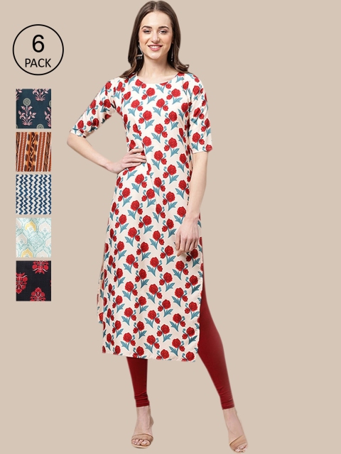 1 Stop Fashion Women Pack of 6 Ethnic Motifs Printed Summer Sheers Crepe Kurta, Multi
1 Stop Fashion Women Pack of 6 Ethnic Motifs Printed Summer Sheers Crepe Kurta, Multi
