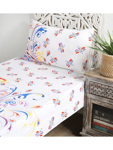 HANDICRAFT PALACE White & Blue Ethnic Motifs 144 TC Single Bedsheet with 1 Pillow Covers
HANDICRAFT PALACE White & Blue Ethnic Motifs 144 TC Single Bedsheet with 1 Pillow Covers