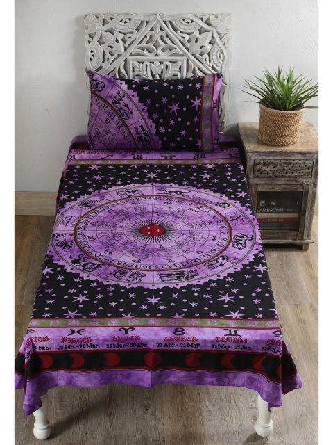 HANDICRAFT PALACE Purple & Black Ethnic Motifs 144 TC Single Bedsheet with 1 Pillow Covers
HANDICRAFT PALACE Purple & Black Ethnic Motifs 144 TC Single Bedsheet with 1 Pillow Covers