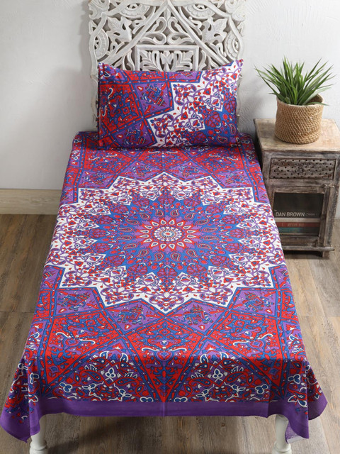 HANDICRAFT PALACE Purple & White Ethnic Motifs 144 TC Single Bedsheet with 1 Pillow Cover
HANDICRAFT PALACE Purple & White Ethnic Motifs 144 TC Single Bedsheet with 1 Pillow Cover
