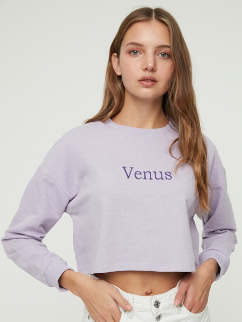 Trendyol Women Violet Printed Sweatshirt