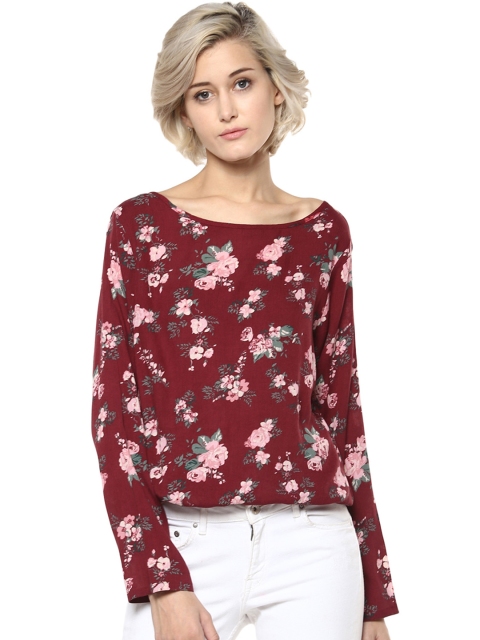 Harpa Women Maroon Floral Print Top