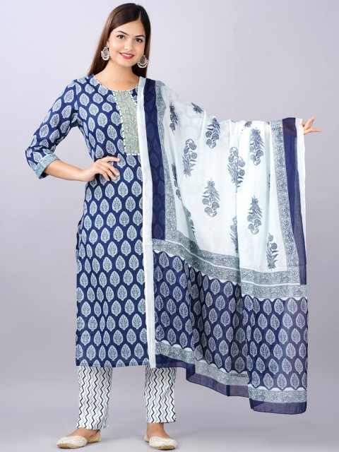 Glorious Women Blue Ethnic Motifs Printed Empire Pure Cotton Kurta with Palazzos & With Dupatta
Glorious Women Blue Ethnic Motifs Printed Empire Pure Cotton Kurta with Palazzos & With Dupatta