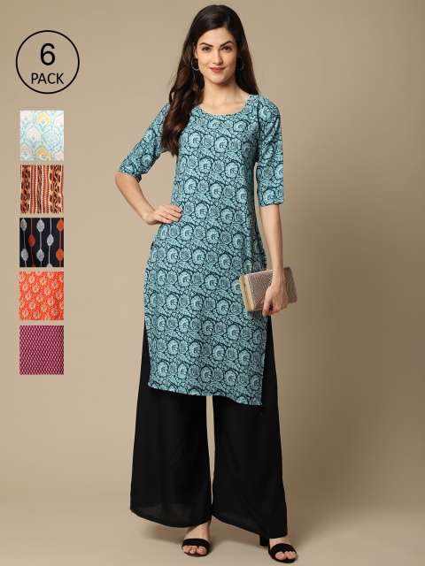 KALINI Women Multicoloured Floral Printed Flared Sleeves Thread Work Block Print Crepe Kurta, Multi
KALINI Women Multicoloured Floral Printed Flared Sleeves Thread Work Block Print Crepe Kurta, Multi