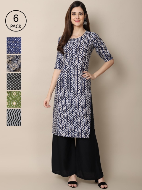 1 Stop Fashion Women Pack Of 6 Multicoloured Geometric Printed Summer Sheers Crepe Kurta, Multi
1 Stop Fashion Women Pack Of 6 Multicoloured Geometric Printed Summer Sheers Crepe Kurta, Multi
